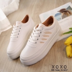 รองเท้าผ้าใบปักลายใบ้ไม้พาสเทล (สีน้ำตาล)