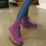 รองเท้าบูทสักหลาดพาสเทล (สีม่วง)