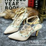 พร้อมส่ง : รองเท้าแฟชั่น Valentino Pastel Heels 2015 (สีครีม)