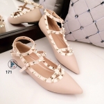 รองเท้าส้นแบน Style Valentino (สีครีม)