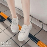 ีรองเท้าผ้าใบpuแต่งเมจิกเทปทูโทน (สีขาว)