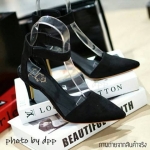 พร้อมส่ง : รองเท้าส้นสูงปิดหัวLV (สีดำ)