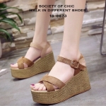 รองเท้าส้นเตารีด Wedge Sandals (สีน้ำตาล)
