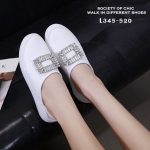 รองเท้า Slipperแต่งเพชร (สีขาว)