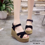 รองเท้าส้นเตารีด Wedge Sandals (สีดำ)