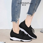 รองเท้าผ้าใบแฟชั่นทรงsportแต่งคริสตัล (สีดำ)