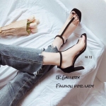 รองเท้าส้นสูงรัดข้อคาดยาว (สีดำ)