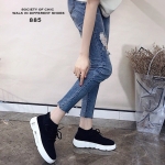 รองเท้าผ้าใบหุ้มข้อสไตล์ Off White (สีดำ)