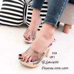 รองเท้าส้นสูงลายดอกไม้ (สีเทา)