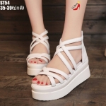 รองเท้าลำลองส้นเตารีดสายไขว้กากบาท (สีขาว)