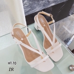 รองเท้าส้นตันสายคีบสไตล์แฟชั่นเกาหลี (สีขาว)