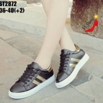 รองเท้าผ้าใบสไตล์ Sportแต่งแถบ (สีดำ)