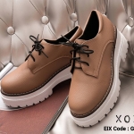 รองเท้าผ้าใบพียูสไตล์มัฟฟิน (สีน้ำตาล)