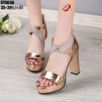 รองเท้าส้นสูงสายไขว้เพชร (สีทอง)