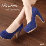 พร้อมส่ง : รองเท้าส้นสูงกำมะหยี่ (สีน้ำเงิน)