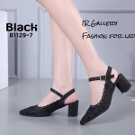 รองเท้าคัทชูหนังวิ๊งฉลุลาย (สีดำ)