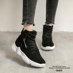 รองเท้าผ้าใบหุ้มข้อพื้นทรง Sport (สีดำ)