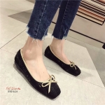 รองเท้าคัชูผ้าทวิตหัวมน (สีดำ)