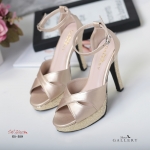 รองเท้าส้นสูงรัดข้อแต่งส้นกลิตเตอร์ (สีทอง)