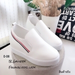 รองเท้าผ้าใบเสริมส้นทรงสวมแต่งแถบ