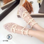 รองเท้า Valentino ผ้าลูกไม้ (สีกากี)