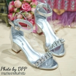 พร้อมส่ง : รองเท้าmiu miuรัดส้น (สีเงิน)