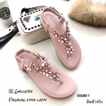 รองเท้าแตะหนีบแต่งคริสตัลดอกไม้ (สีชมพู)
