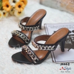 รองเท้าส้นสูงแต่งโซ่ Style Givenchy (สีดำ)