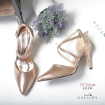 รองเท้าคัทชูสายไขว้ปิดส้น (สีพิงค์โกลด์)