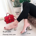 รองเท้าส้นตันสวมใสนิ่ม (สีครีม)