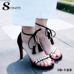 รองเท้าส้นเข็มแต่งมุกสไตล์ Jimmy Choo (สีดำ)