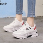 รองเท้าผ้าใบแฟชั่นสไตล์Sportแต่งลาย (สีขาว)