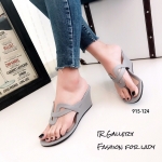 รองเท้าลำลองส้นเตารีดแบบคีบ (สีเทา)