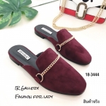 รองเท้าคัทชูทรงSlipperแต่งอะไหล่ (สีแดงเข้ม)