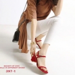 รองเท้าส้นตันกำมะหยี่ (สีแดง)