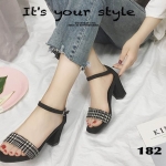 รองเท้าส้นตันรัดข้อลายชิโนริ