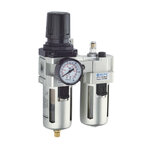ชุดกรองลม FR.L / กรองดักน้ำ + ปรับแรงดันลม + จ่ายน้ำมัน XCPC Model : XAC-3010-02 เกลียว 1/4 นิ้ว WP=10.0Bar Filter=25um