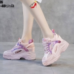 รองเท้าผ้าใบทรงSportเปิดท้ายข้าง (สีชมพู)