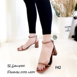 รองเท้าส้นตันหนังพียูนิ่ม (สีน้ำตาล)