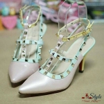 พร้อมส่ง : รองเท้าแฟชั่น Valentino Pastel Heels 2015 (สีชมพู)