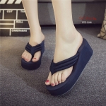 รองเท้าแตะส้นเตารีดฟองน้ำนิ่ม (สีกรม)