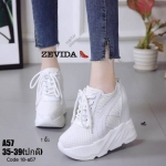 รองเท้าผ้าใบเสริทส้นบุผ้าตาข่ายนิ่ม (สีขาว)