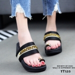 รองเท้าแตะสวมแต่งโซ่ (สีดำ)