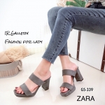 รองเท้าส้นตันเปิดส้น Style Zara (สีเทา)