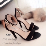 รองเท้าส้นสูงคาดโซ่ (สีดำ)