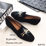 รองเท้าคัทชุทรงสวมปักลาย (สีดำ)