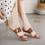 รองเท้าลำลองส้นแก้วกลม (สีน้ำตาล)