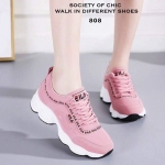 รองเท้าผ้าใบสไตล์Sportแต่งลาย (สีชมพู)