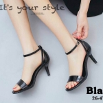 รองเท้าส้นสูงหนังแก้วสไตลแม็กซี่ (สีดำ)