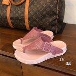 รองเท้าแตะคีบแต่งเพชรสไตล์เพื่อสุขภาพ (สีชมพู)